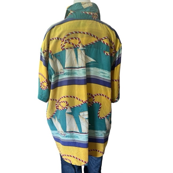 Vintage Silk Club Silk Sailboat Short Sleeve Top size 2X - Picture 2 of 7